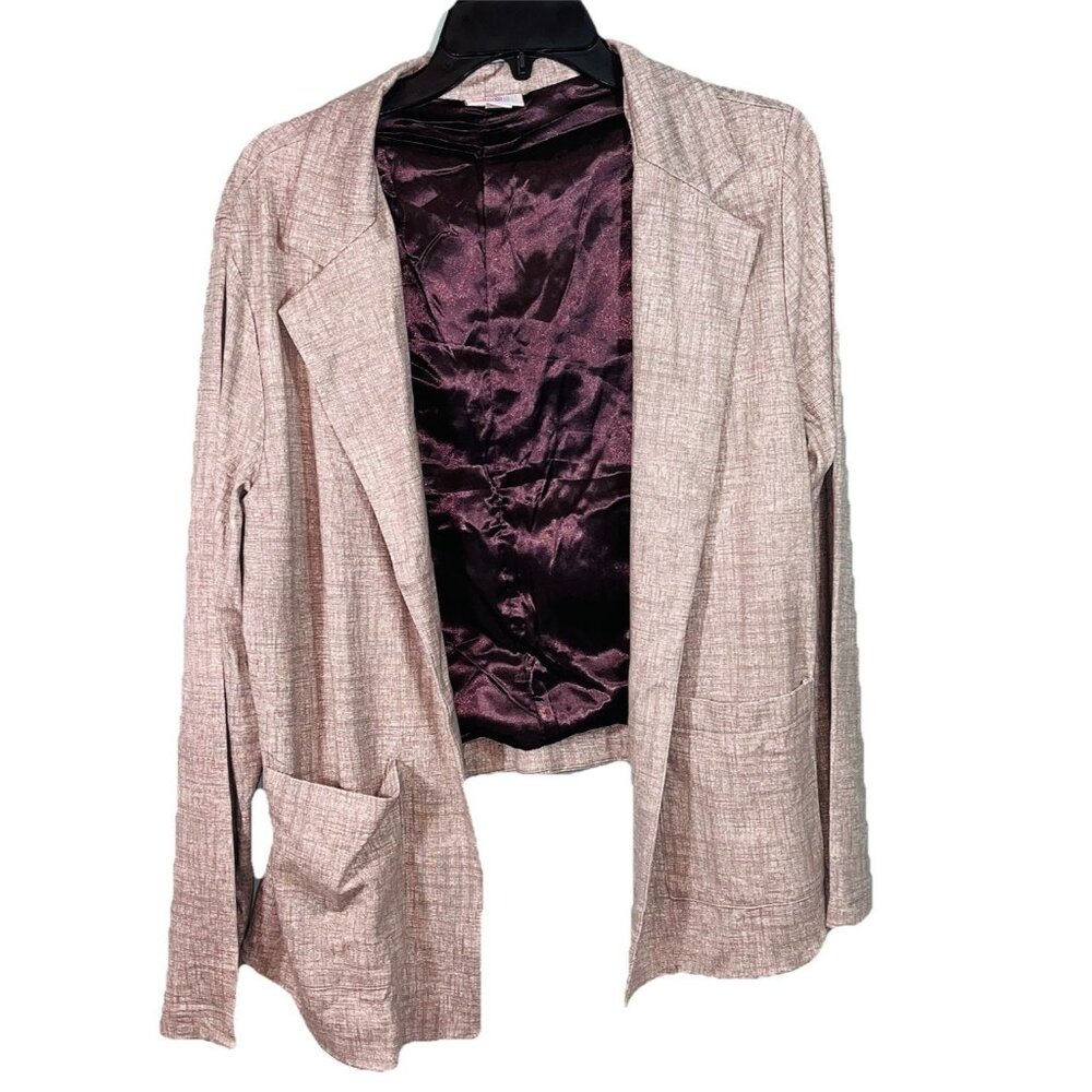 Lularoe Open Front Jenny Jacket Gray Blend Front Pockets Lining High Low Sz L